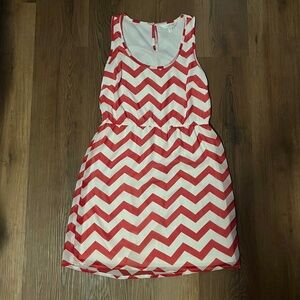 Charming Charlie Mini Dress Chevron Red & White Size Small